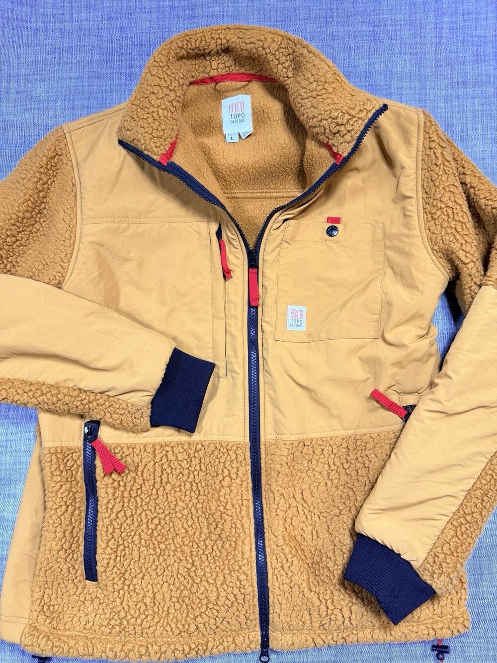 Topo Designs Subalpine Fleece Butterscotch Coat Sherpa Full Zip Gorpcore Mens L